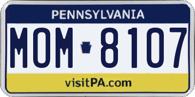 PA license plate MOM8107