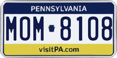 PA license plate MOM8108