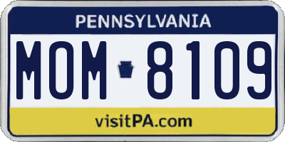 PA license plate MOM8109