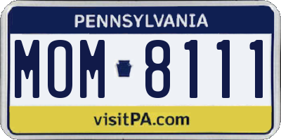 PA license plate MOM8111