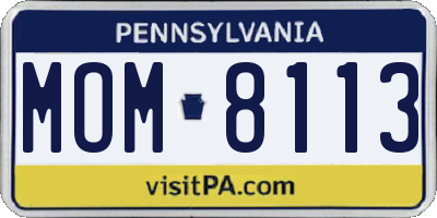 PA license plate MOM8113