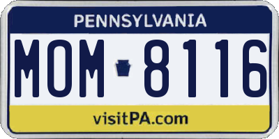 PA license plate MOM8116
