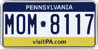 PA license plate MOM8117