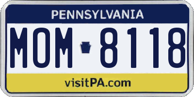 PA license plate MOM8118