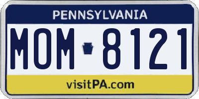 PA license plate MOM8121