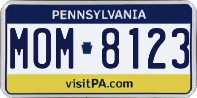 PA license plate MOM8123