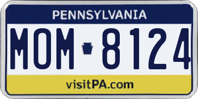 PA license plate MOM8124
