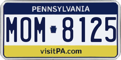 PA license plate MOM8125
