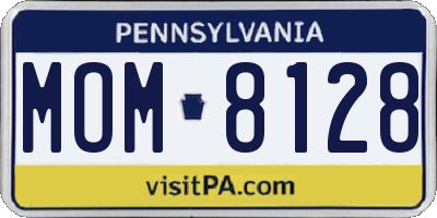PA license plate MOM8128