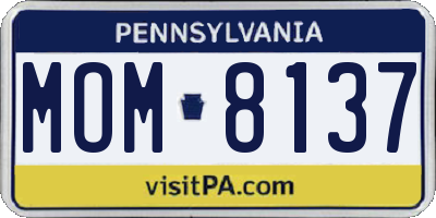 PA license plate MOM8137