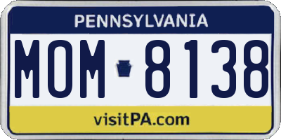 PA license plate MOM8138
