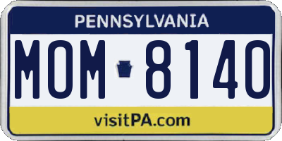 PA license plate MOM8140