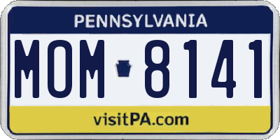 PA license plate MOM8141
