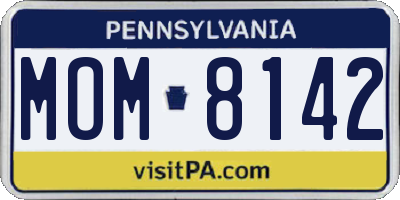 PA license plate MOM8142