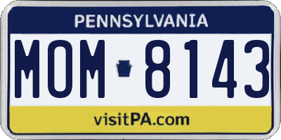 PA license plate MOM8143