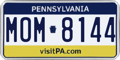 PA license plate MOM8144