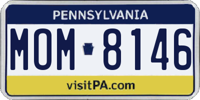 PA license plate MOM8146