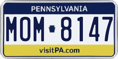 PA license plate MOM8147