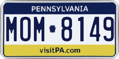 PA license plate MOM8149