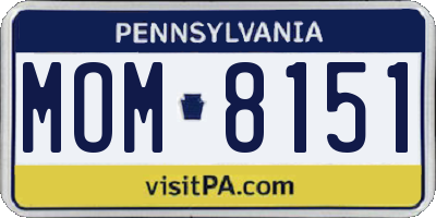 PA license plate MOM8151
