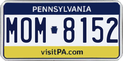 PA license plate MOM8152