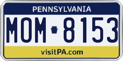 PA license plate MOM8153