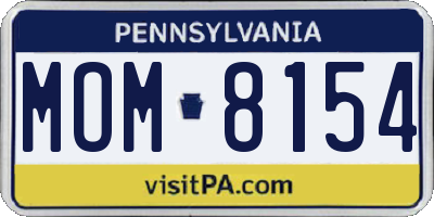 PA license plate MOM8154