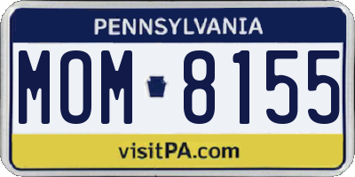 PA license plate MOM8155