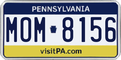 PA license plate MOM8156