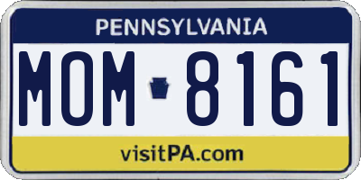 PA license plate MOM8161