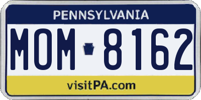PA license plate MOM8162