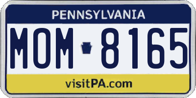 PA license plate MOM8165