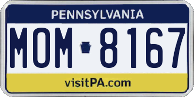 PA license plate MOM8167