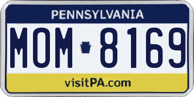 PA license plate MOM8169