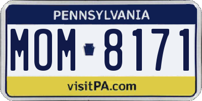 PA license plate MOM8171