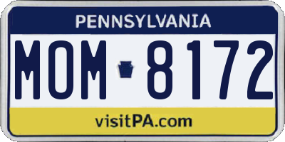 PA license plate MOM8172