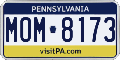 PA license plate MOM8173
