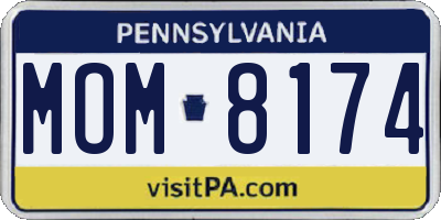 PA license plate MOM8174