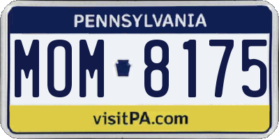 PA license plate MOM8175