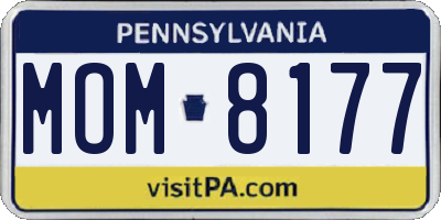 PA license plate MOM8177