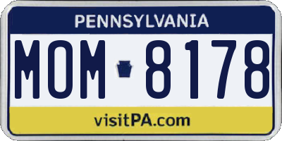 PA license plate MOM8178