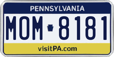 PA license plate MOM8181