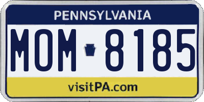 PA license plate MOM8185