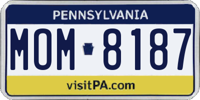 PA license plate MOM8187