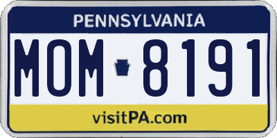 PA license plate MOM8191