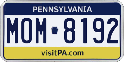 PA license plate MOM8192