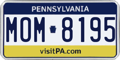 PA license plate MOM8195