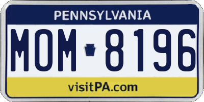 PA license plate MOM8196