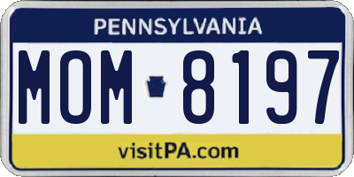 PA license plate MOM8197
