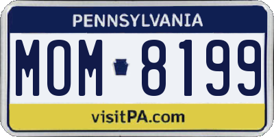 PA license plate MOM8199